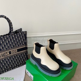 Bottega Veneta Fashion Thick Soled Leather Martin Boots For Women Beige