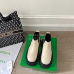 Bottega Veneta Fashion Thick Soled Leather Martin Boots Beige For Women 