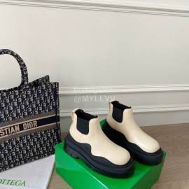 Bottega Veneta Fashion Thick Soled Leather Martin Boots Beige For Women 