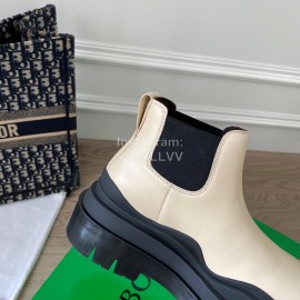 Bottega Veneta Fashion Thick Soled Leather Martin Boots Beige For Women 