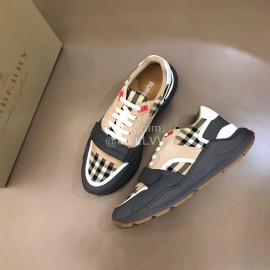 Burberry Plaid Cowhide Canvas Elevated Sneakers For Men