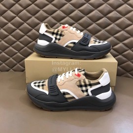 Burberry Plaid Cowhide Canvas Elevated Sneakers For Men