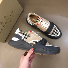 Burberry Plaid Cowhide Canvas Elevated Sneakers For Men
