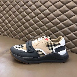Burberry Plaid Cowhide Canvas Elevated Sneakers For Men
