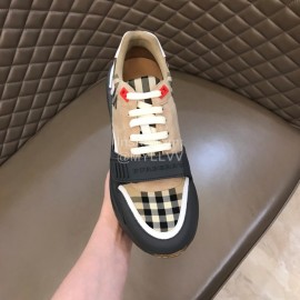 Burberry Plaid Cowhide Canvas Elevated Sneakers For Men