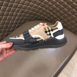 Burberry Plaid Cowhide Canvas Elevated Sneakers For Men