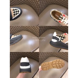 Burberry Plaid Cowhide Canvas Elevated Sneakers For Men