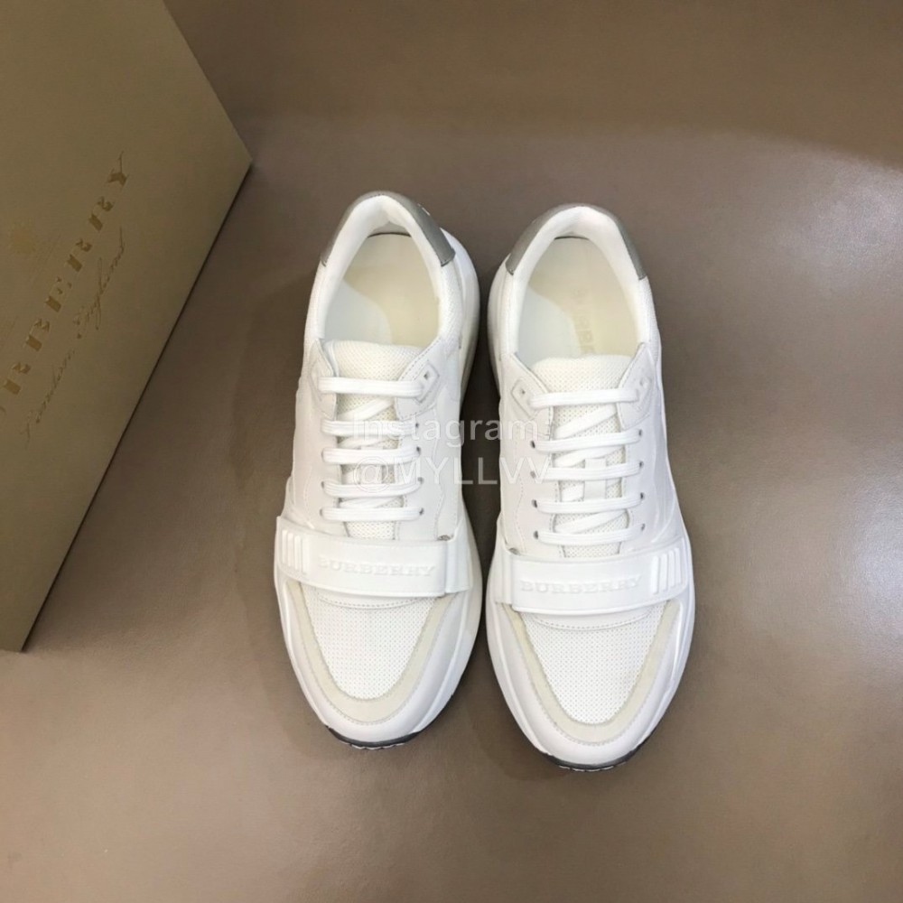 Burberry Cowhide Canvas Elevated Sneakers For Men White