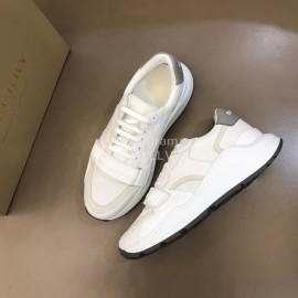 Burberry Cowhide Canvas Elevated Sneakers For Men White