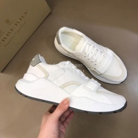 Burberry Cowhide Canvas Elevated Sneakers For Men White