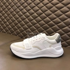Burberry Cowhide Canvas Elevated Sneakers For Men White