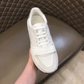 Burberry Cowhide Canvas Elevated Sneakers For Men White
