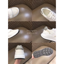 Burberry Cowhide Canvas Elevated Sneakers For Men White