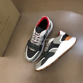 Burberry Cowhide Canvas Elevated Sneakers For Men Gray