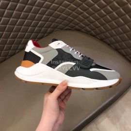 Burberry Cowhide Canvas Elevated Sneakers For Men Gray