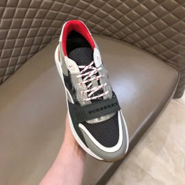 Burberry Cowhide Canvas Elevated Sneakers For Men Gray