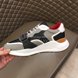 Burberry Cowhide Canvas Elevated Sneakers For Men Gray