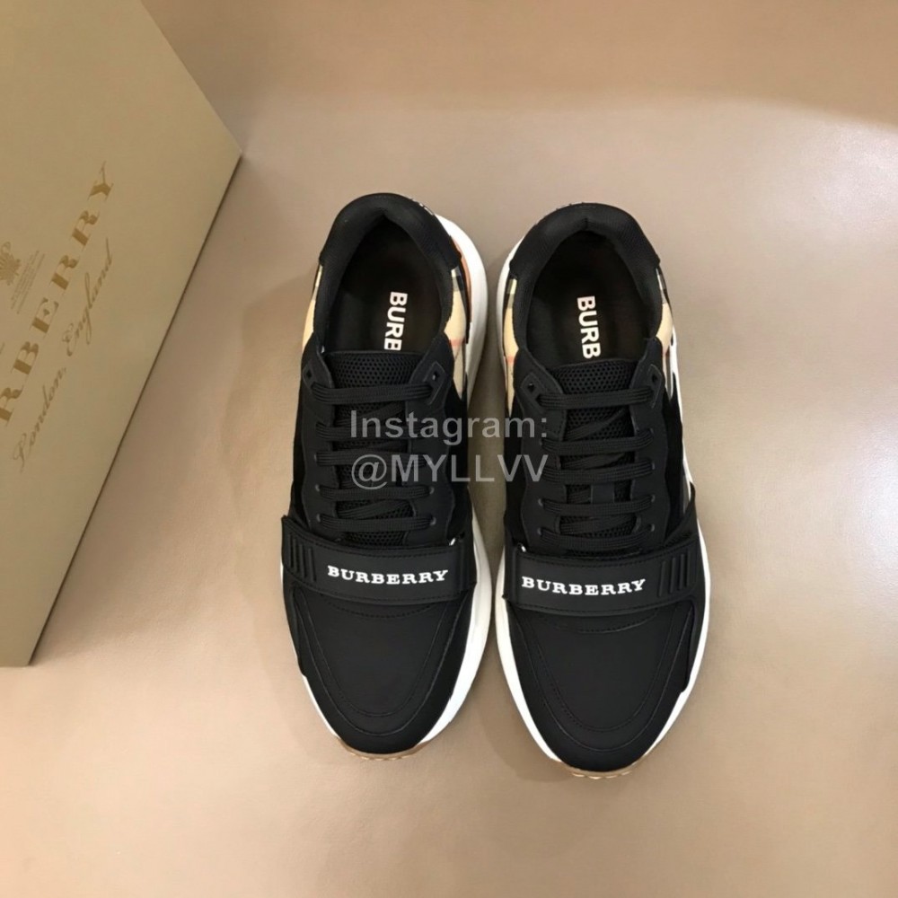 Burberry Cowhide Canvas Elevated Sneakers For Men Black