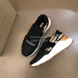 Burberry Cowhide Canvas Elevated Sneakers For Men Black