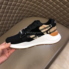 Burberry Cowhide Canvas Elevated Sneakers For Men Black