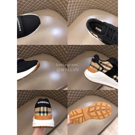 Burberry Cowhide Canvas Elevated Sneakers For Men Black