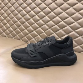 Burberry Black Cowhide Canvas Elevated Sneakers For Men