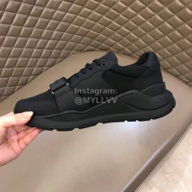 Burberry Black Cowhide Canvas Elevated Sneakers For Men