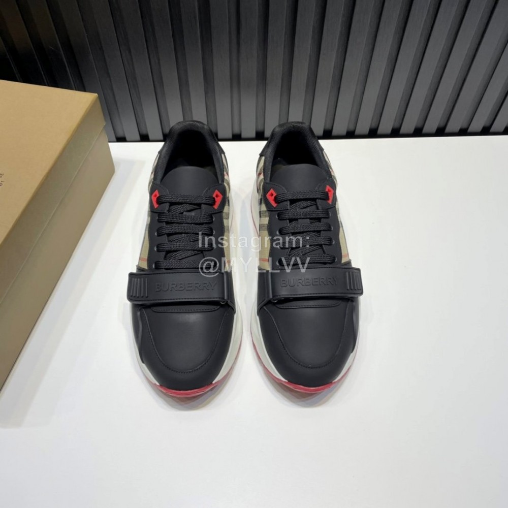 Burberry Vintage Plaid Suede Leather Sneakers For Men Black