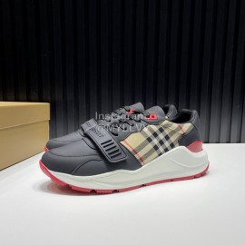 Burberry Vintage Plaid Suede Leather Sneakers For Men Black