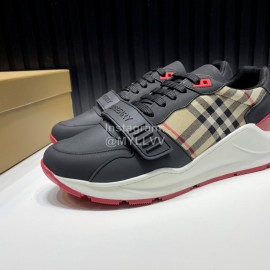 Burberry Vintage Plaid Suede Leather Sneakers For Men Black