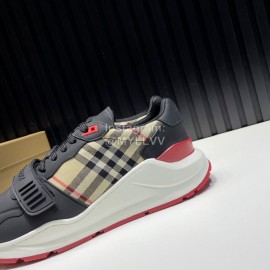 Burberry Vintage Plaid Suede Leather Sneakers For Men Black