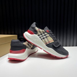 Burberry Vintage Plaid Suede Leather Sneakers For Men Black
