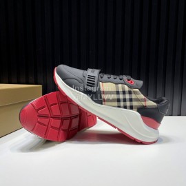 Burberry Vintage Plaid Suede Leather Sneakers For Men Black