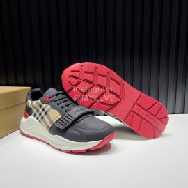 Burberry Vintage Plaid Suede Leather Sneakers For Men Black