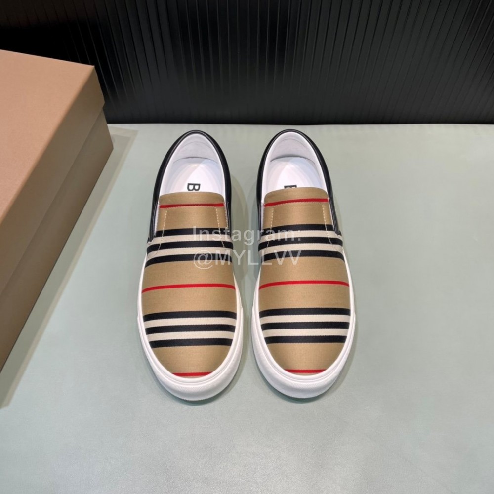 Burberry Stripe Cowhide Canvas Leisure Sneakers For Men 
