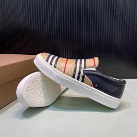 Burberry Stripe Cowhide Canvas Leisure Sneakers For Men 