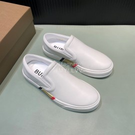 Burberry Cowhide Canvas Leisure Sneakers For Men White
