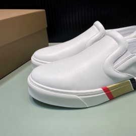 Burberry Cowhide Canvas Leisure Sneakers For Men White