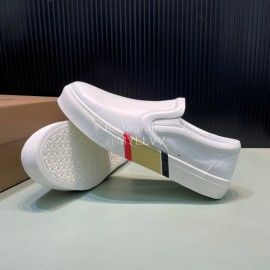 Burberry Cowhide Canvas Leisure Sneakers For Men White