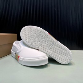 Burberry Cowhide Canvas Leisure Sneakers For Men White