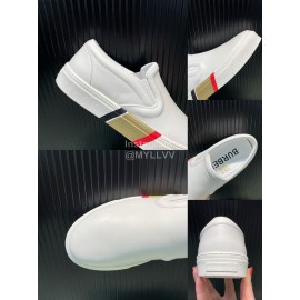 Burberry Cowhide Canvas Leisure Sneakers For Men White