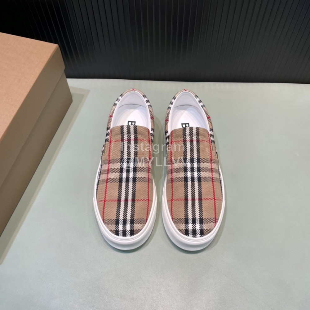 Burberry Plaid Cowhide Canvas Leisure Sneakers For Men 