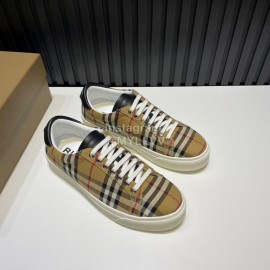 Burberry New Plaid Calfskin Lace Up Sneakers For Men