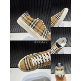 Burberry New Plaid Calfskin Lace Up Sneakers For Men