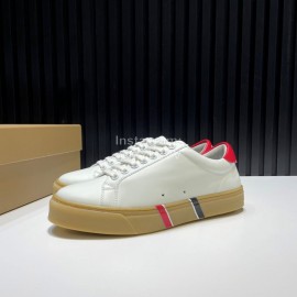 Burberry New Calfskin Lace Up Sneakers For Men White