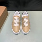 Burberry New Calfskin Lace Up Sneakers For Men Khaki