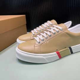Burberry New Calfskin Lace Up Sneakers For Men Khaki