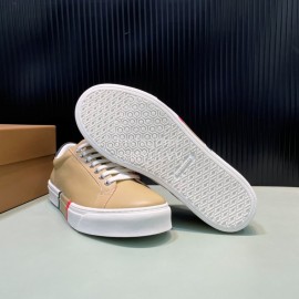 Burberry New Calfskin Lace Up Sneakers For Men Khaki