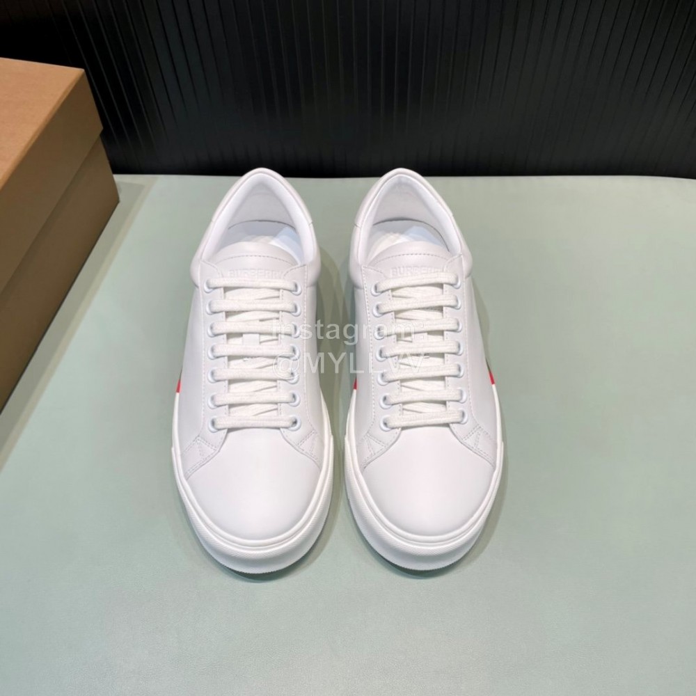 Burberry New Calfskin White Lace Up Sneakers For Men