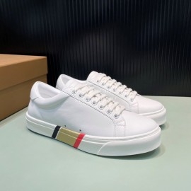 Burberry New Calfskin White Lace Up Sneakers For Men
